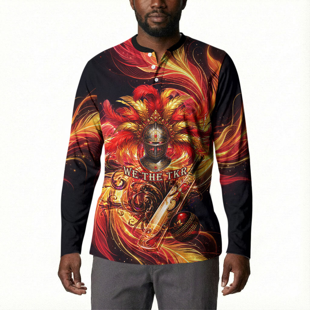 Trinbago Knight Riders Cricket Button Sweatshirt Trinidad and Tobago Fiery Knight Warrior Bat Flame