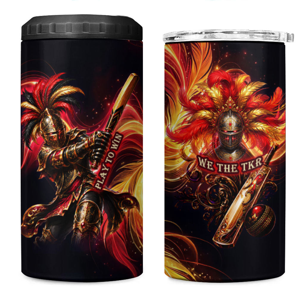 Trinbago Knight Riders Cricket 4 in 1 Can Cooler Tumbler Trinidad and Tobago Fiery Knight Warrior Bat Flame