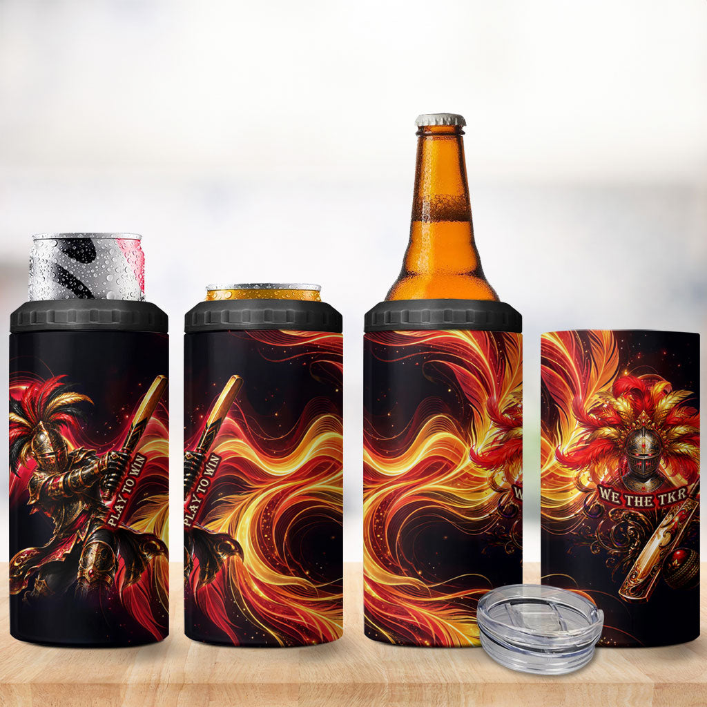 Trinbago Knight Riders Cricket 4 in 1 Can Cooler Tumbler Trinidad and Tobago Fiery Knight Warrior Bat Flame