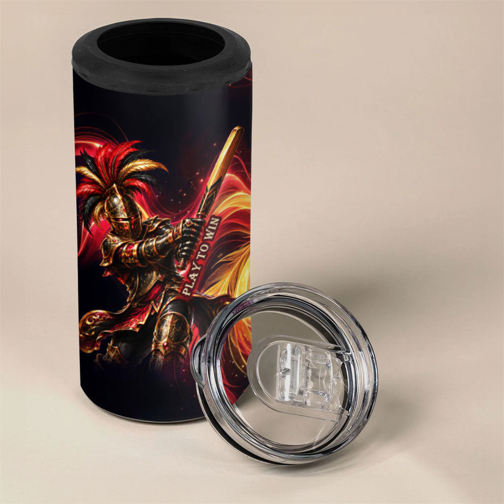 Trinbago Knight Riders Cricket 4 in 1 Can Cooler Tumbler Trinidad and Tobago Fiery Knight Warrior Bat Flame