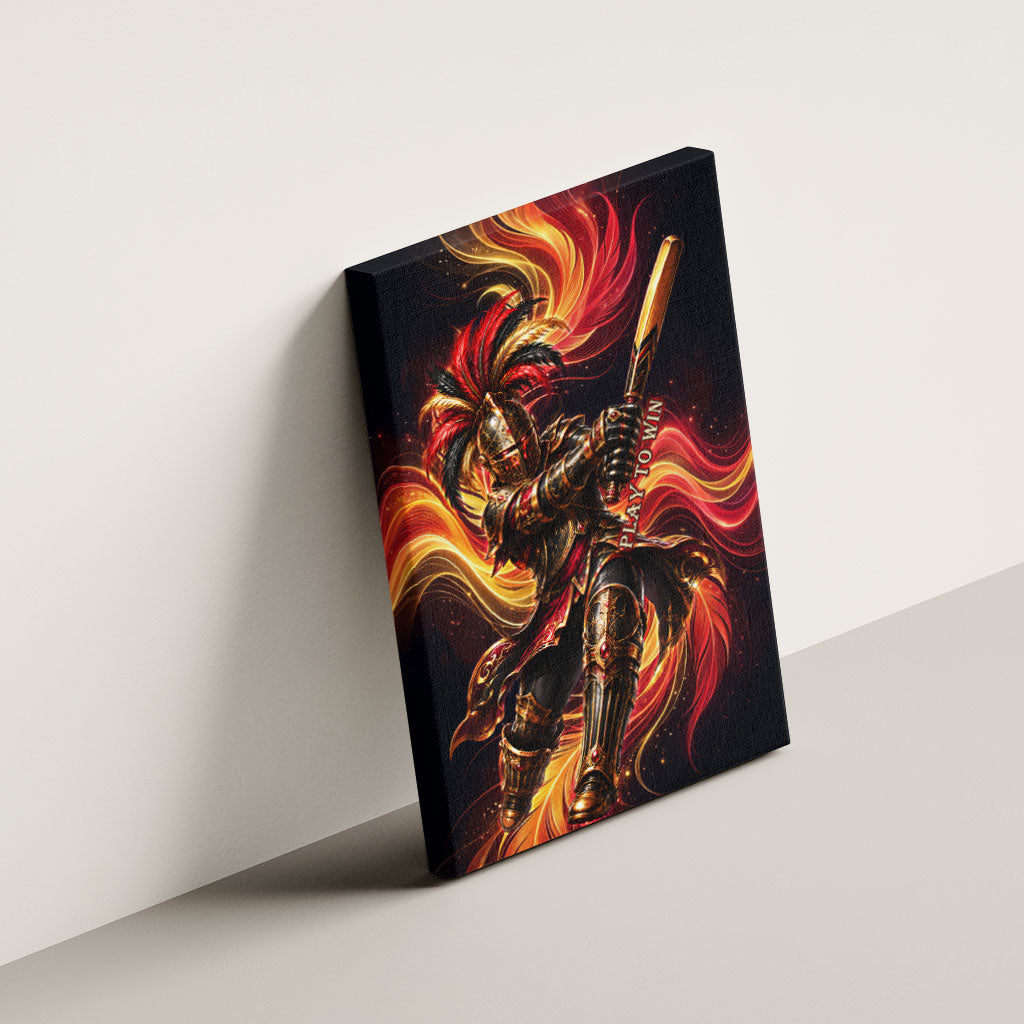 Trinbago Knight Riders Cricket Canvas Wall Art Trinidad and Tobago Fiery Knight Warrior Bat Flame