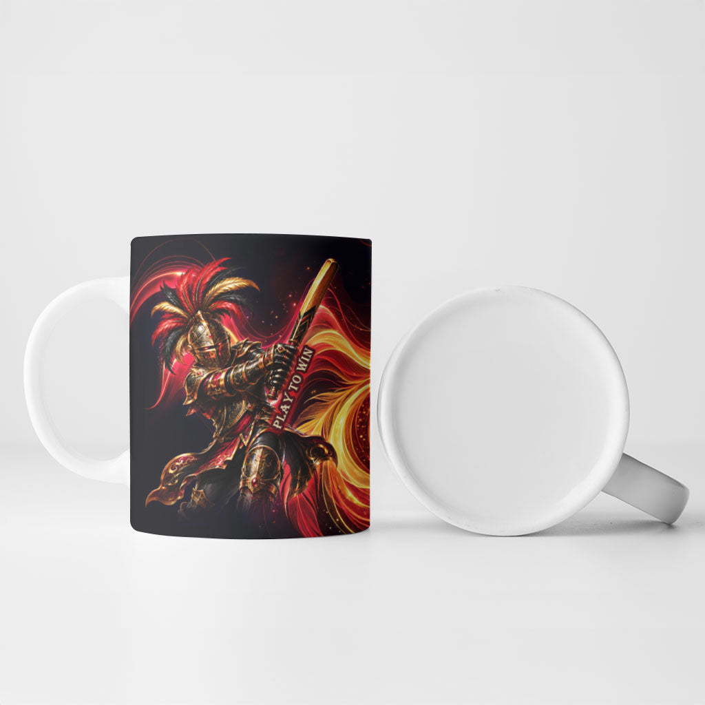 Trinbago Knight Riders Cricket Ceramic Mug Trinidad and Tobago Fiery Knight Warrior Bat Flame