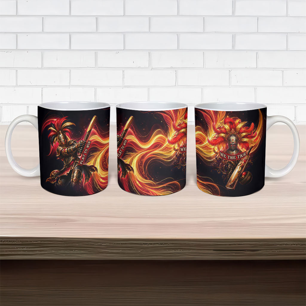 Trinbago Knight Riders Cricket Ceramic Mug Trinidad and Tobago Fiery Knight Warrior Bat Flame