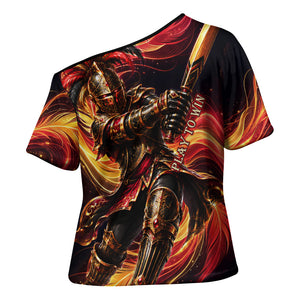 Trinbago Knight Riders Cricket Cross Shoulder Shirt Trinidad and Tobago Fiery Knight Warrior Bat Flame