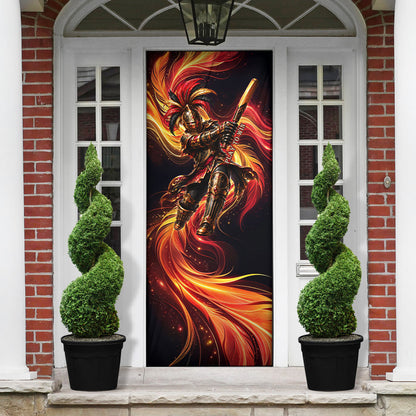 Trinbago Knight Riders Cricket Door Cover Trinidad and Tobago Fiery Knight Warrior Bat Flame