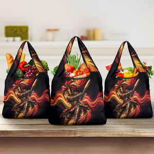 Trinbago Knight Riders Cricket Grocery Bag Trinidad and Tobago Fiery Knight Warrior Bat Flame