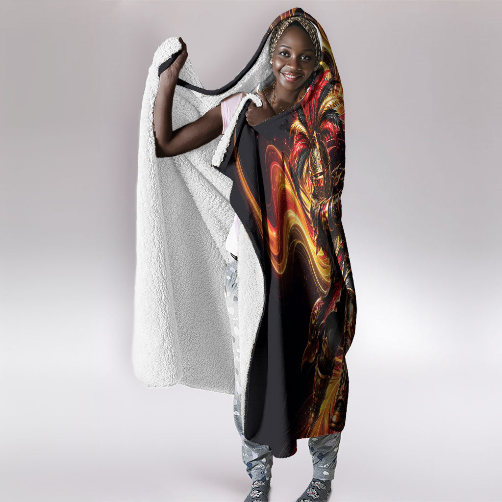 Trinbago Knight Riders Cricket Hooded Blanket Trinidad and Tobago Fiery Knight Warrior Bat Flame