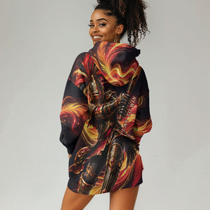 Trinbago Knight Riders Cricket Hoodie Dress Trinidad and Tobago Fiery Knight Warrior Bat Flame