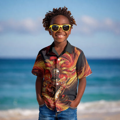 Trinbago Knight Riders Cricket Kid Hawaiian Shirt Trinidad and Tobago Fiery Knight Warrior Bat Flame