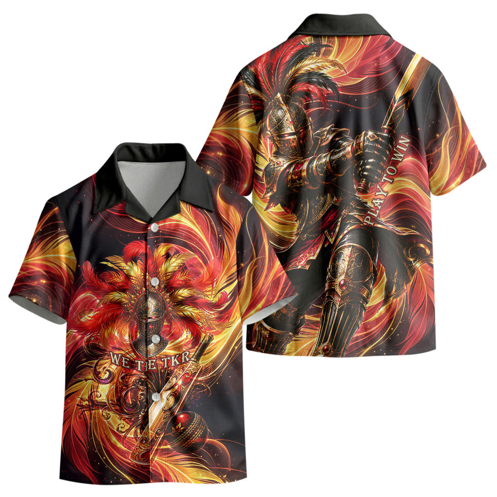 Trinbago Knight Riders Cricket Kid Hawaiian Shirt Trinidad and Tobago Fiery Knight Warrior Bat Flame