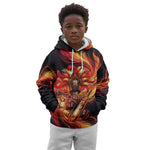 Trinbago Knight Riders Cricket Kid Hoodie Trinidad and Tobago Fiery Knight Warrior Bat Flame