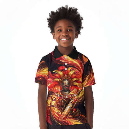 Trinbago Knight Riders Cricket Kid Polo Shirt Trinidad and Tobago Fiery Knight Warrior Bat Flame