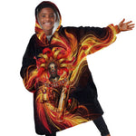Trinbago Knight Riders Cricket Kid Wearable Blanket Hoodie Trinidad and Tobago Fiery Knight Warrior Bat Flame