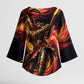 Trinbago Knight Riders Cricket Kimono Sleeve Blouse Trinidad and Tobago Fiery Knight Warrior Bat Flame