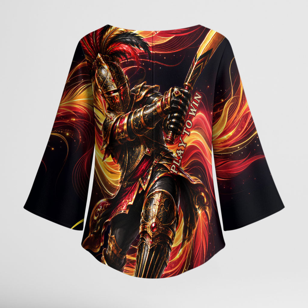 Trinbago Knight Riders Cricket Kimono Sleeve Blouse Trinidad and Tobago Fiery Knight Warrior Bat Flame