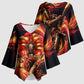 Trinbago Knight Riders Cricket Kimono Sleeve Blouse Trinidad and Tobago Fiery Knight Warrior Bat Flame