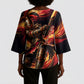 Trinbago Knight Riders Cricket Kimono Sleeve Blouse Trinidad and Tobago Fiery Knight Warrior Bat Flame