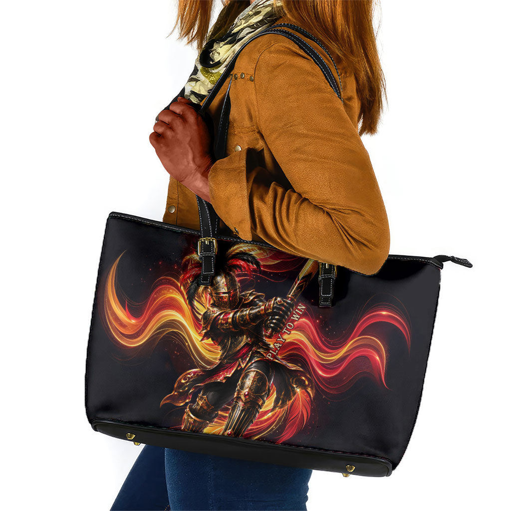 Trinbago Knight Riders Cricket Leather Tote Bag Trinidad and Tobago Fiery Knight Warrior Bat Flame