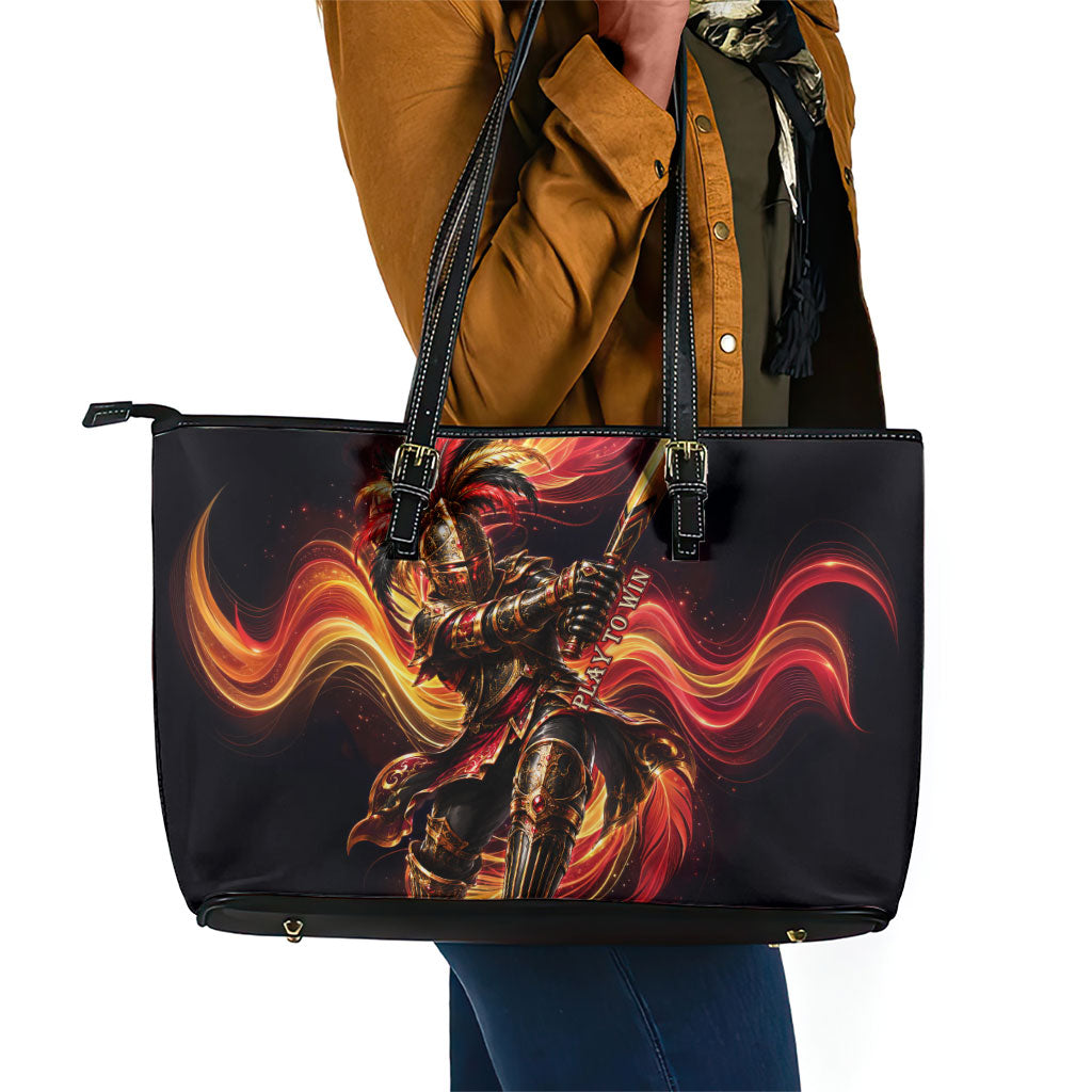 Trinbago Knight Riders Cricket Leather Tote Bag Trinidad and Tobago Fiery Knight Warrior Bat Flame