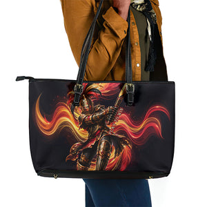 Trinbago Knight Riders Cricket Leather Tote Bag Trinidad and Tobago Fiery Knight Warrior Bat Flame