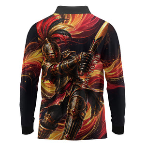 Trinbago Knight Riders Cricket Long Sleeve Polo Shirt Trinidad and Tobago Fiery Knight Warrior Bat Flame