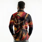 Trinbago Knight Riders Cricket Long Sleeve Polo Shirt Trinidad and Tobago Fiery Knight Warrior Bat Flame