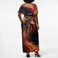 Trinbago Knight Riders Cricket Off Shoulder Maxi Dress Trinidad and Tobago Fiery Knight Warrior Bat Flame