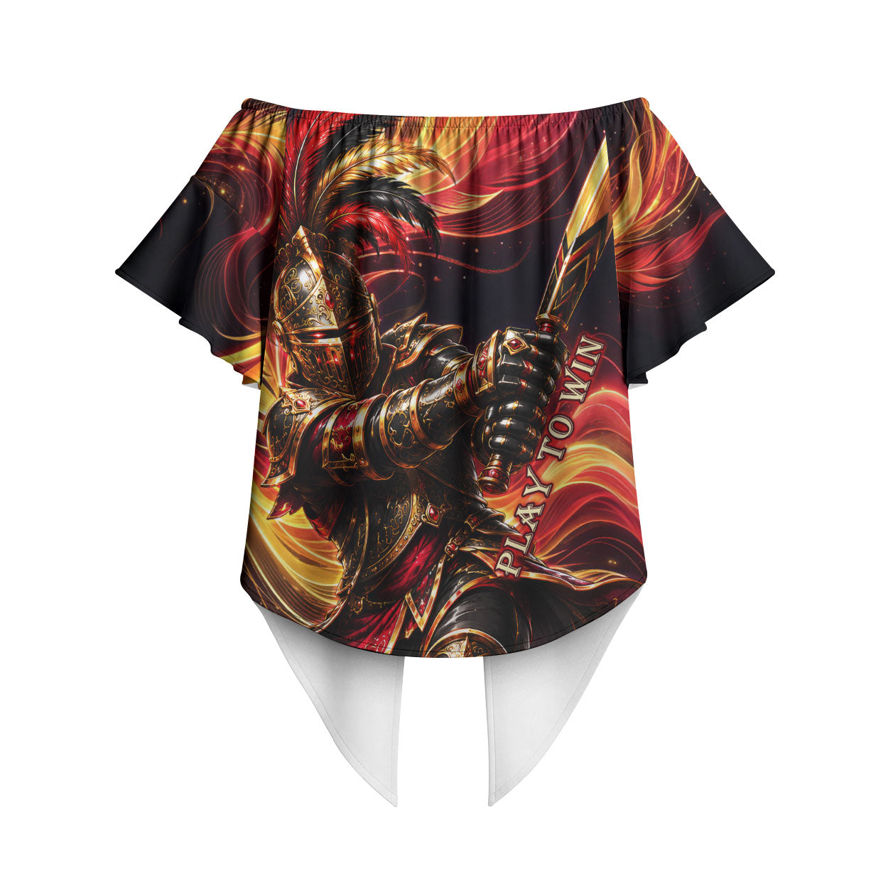 Trinbago Knight Riders Cricket Off Shoulder Wrap Waist Top Trinidad and Tobago Fiery Knight Warrior Bat Flame