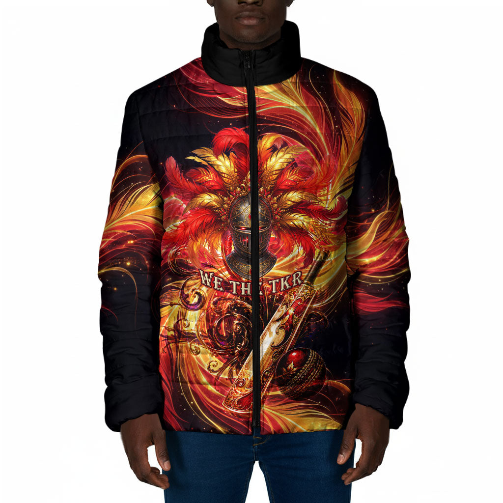Trinbago Knight Riders Cricket Padded Jacket Trinidad and Tobago Fiery Knight Warrior Bat Flame