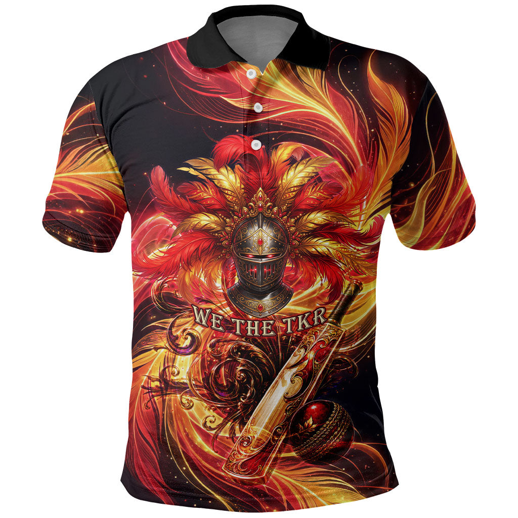 Trinbago Knight Riders Cricket Polo Shirt Trinidad and Tobago Fiery Knight Warrior Bat Flame