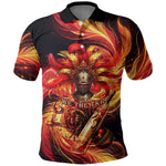 Trinbago Knight Riders Cricket Polo Shirt Trinidad and Tobago Fiery Knight Warrior Bat Flame