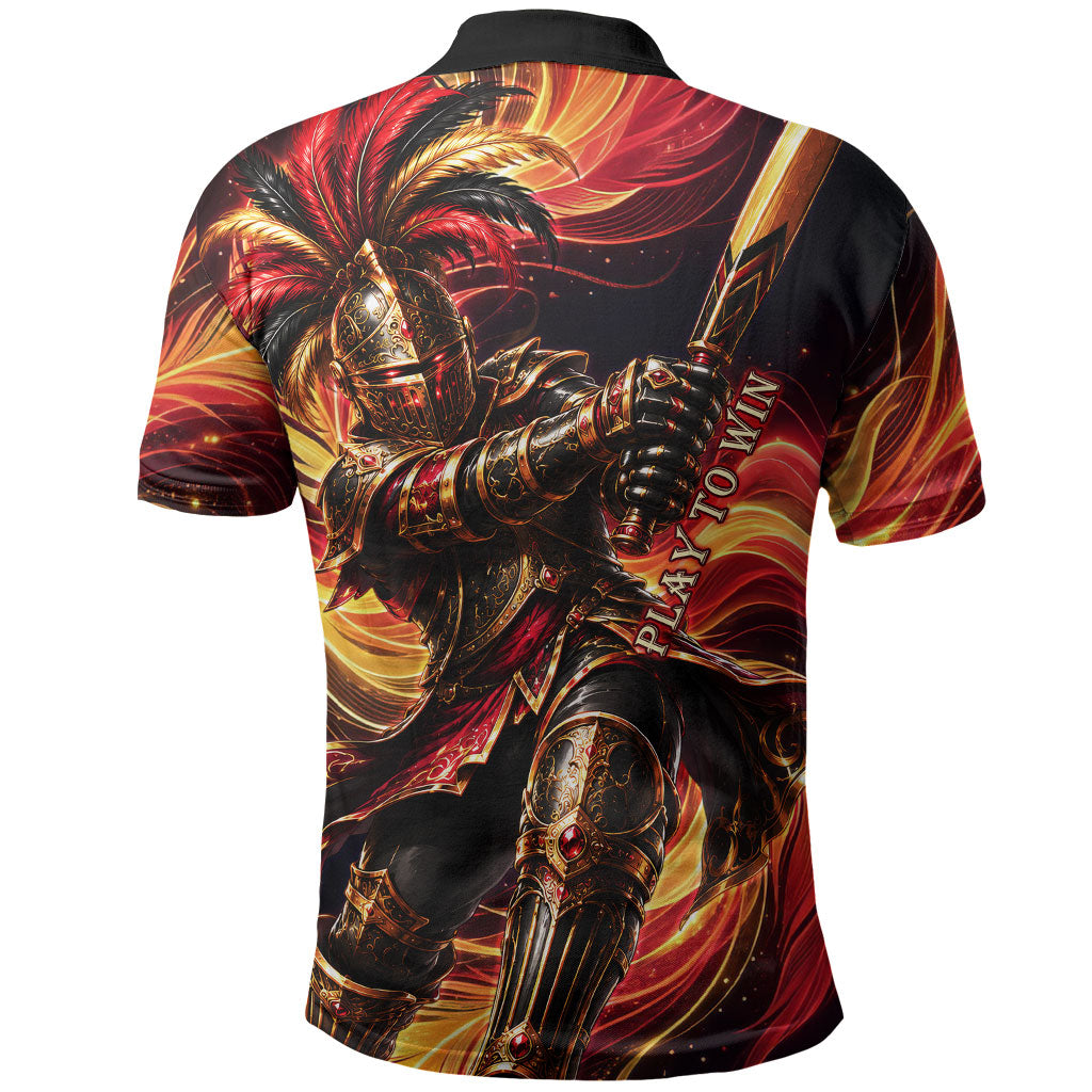Trinbago Knight Riders Cricket Polo Shirt Trinidad and Tobago Fiery Knight Warrior Bat Flame