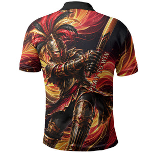 Trinbago Knight Riders Cricket Polo Shirt Trinidad and Tobago Fiery Knight Warrior Bat Flame
