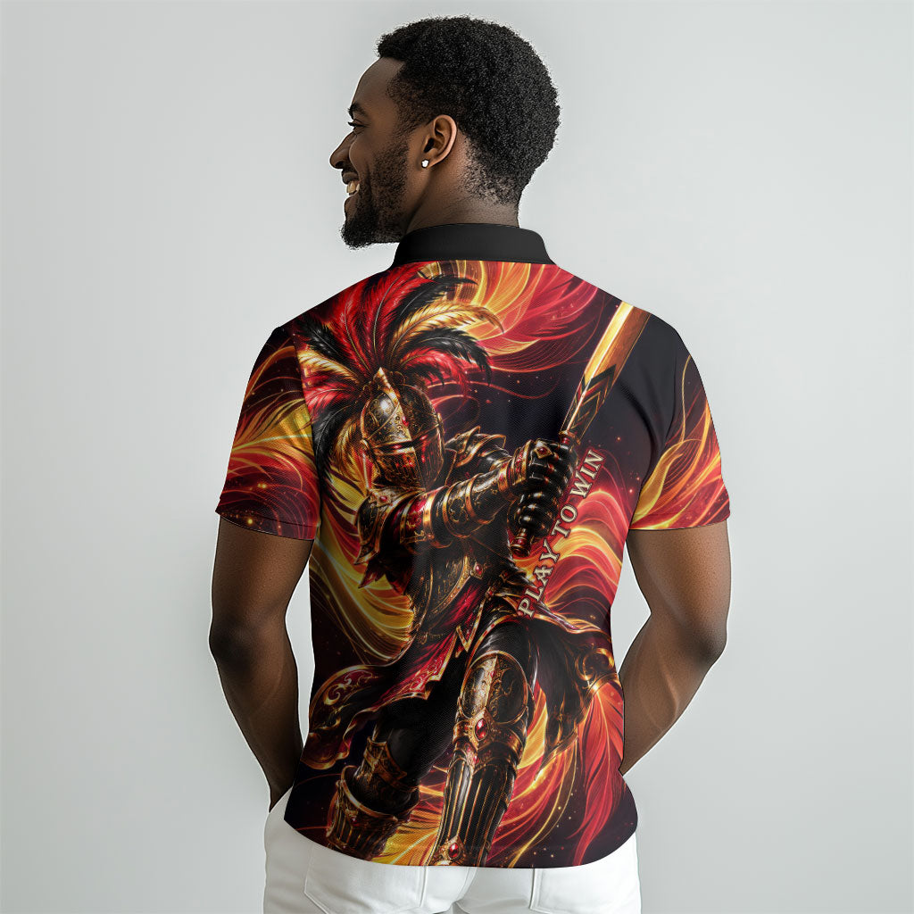 Trinbago Knight Riders Cricket Polo Shirt Trinidad and Tobago Fiery Knight Warrior Bat Flame