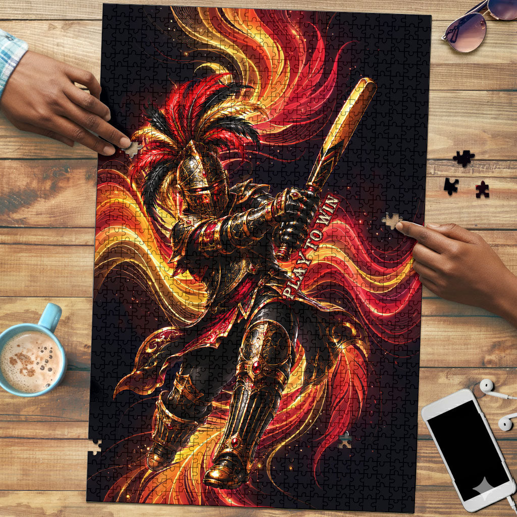 Trinbago Knight Riders Cricket Puzzle Trinidad and Tobago Fiery Knight Warrior Bat Flame