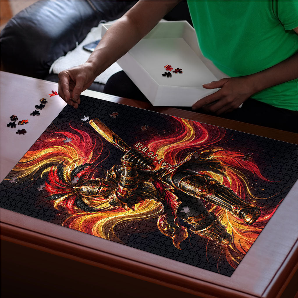 Trinbago Knight Riders Cricket Puzzle Trinidad and Tobago Fiery Knight Warrior Bat Flame