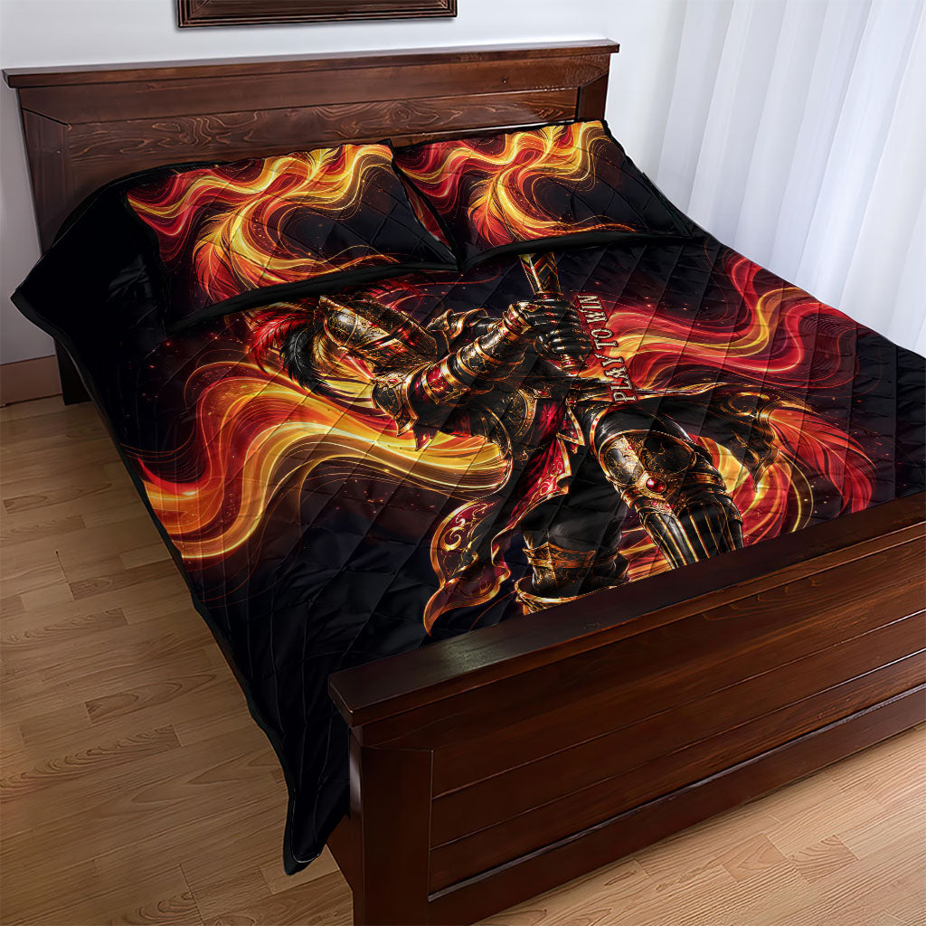 Trinbago Knight Riders Cricket Quilt Bed Set Trinidad and Tobago Fiery Knight Warrior Bat Flame