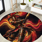 Trinbago Knight Riders Cricket Round Carpet Trinidad and Tobago Fiery Knight Warrior Bat Flame