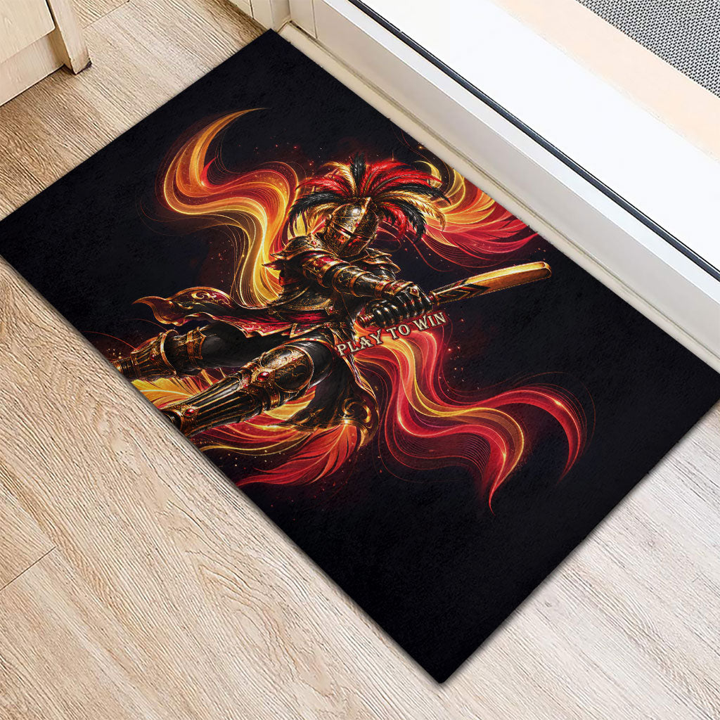 Trinbago Knight Riders Cricket Rubber Doormat Trinidad and Tobago Fiery Knight Warrior Bat Flame