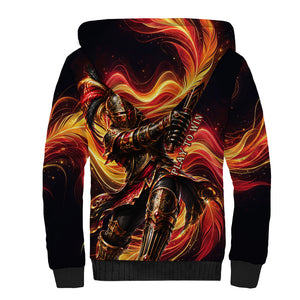 Trinbago Knight Riders Cricket Sherpa Hoodie Trinidad and Tobago Fiery Knight Warrior Bat Flame