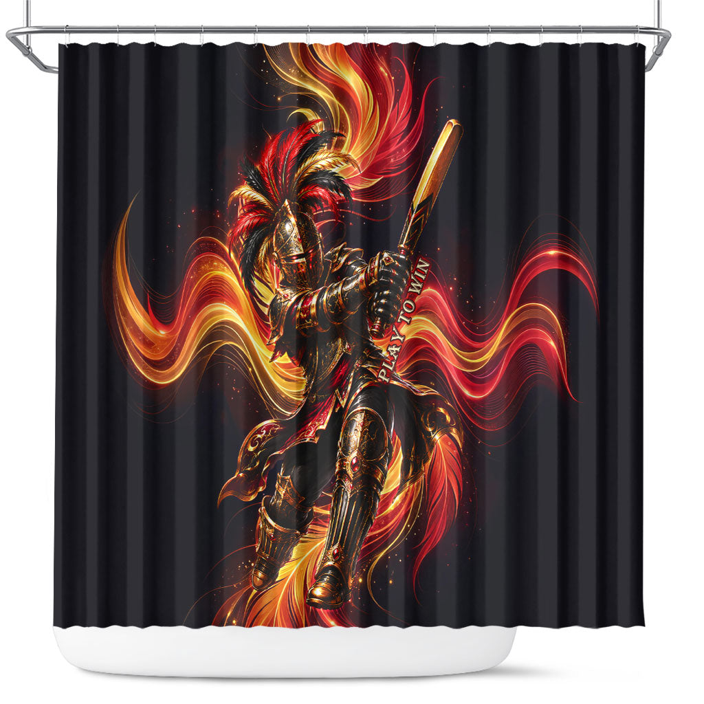 Trinbago Knight Riders Cricket Shower Curtain Trinidad and Tobago Fiery Knight Warrior Bat Flame