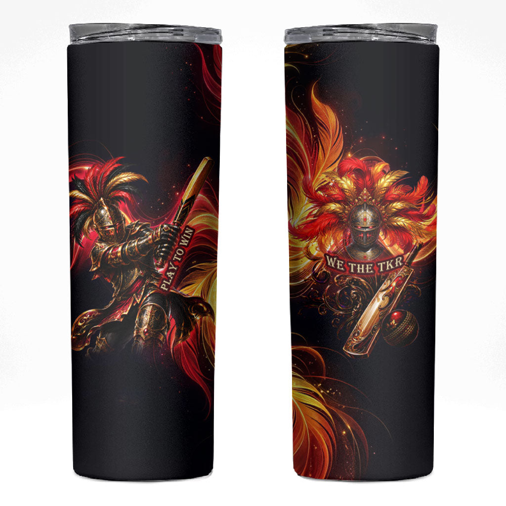 Trinbago Knight Riders Cricket Skinny Tumbler Trinidad and Tobago Fiery Knight Warrior Bat Flame