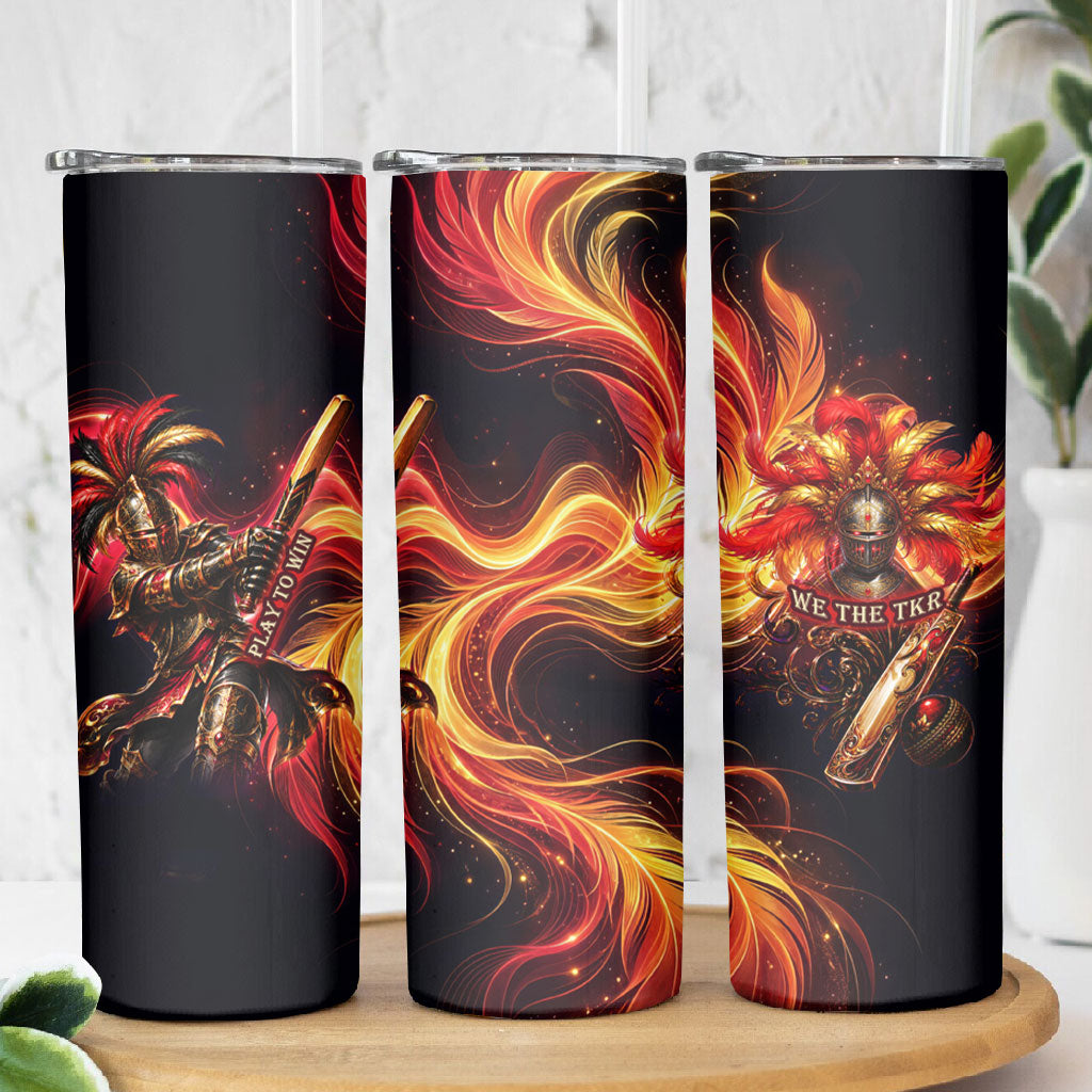 Trinbago Knight Riders Cricket Skinny Tumbler Trinidad and Tobago Fiery Knight Warrior Bat Flame