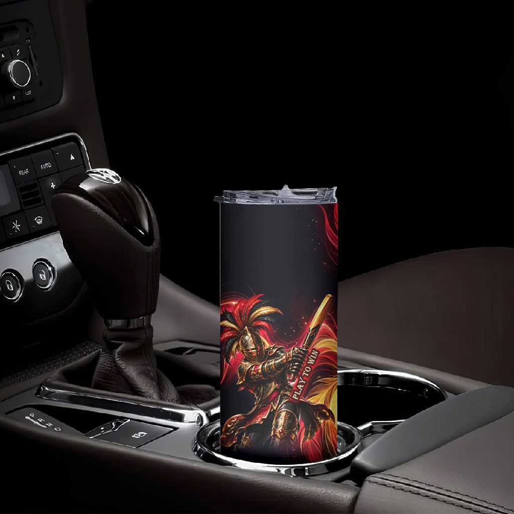 Trinbago Knight Riders Cricket Skinny Tumbler Trinidad and Tobago Fiery Knight Warrior Bat Flame