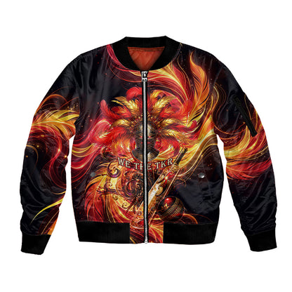 Trinbago Knight Riders Cricket Sleeve Zip Bomber Jacket Trinidad and Tobago Fiery Knight Warrior Bat Flame
