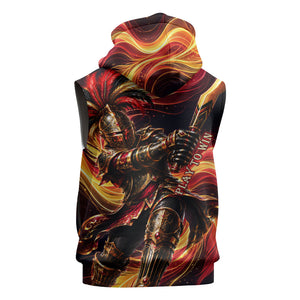 Trinbago Knight Riders Cricket Sleeveless Hoodie Trinidad and Tobago Fiery Knight Warrior Bat Flame
