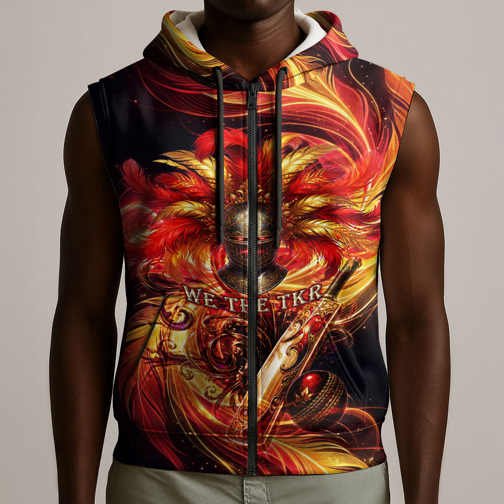 Trinbago Knight Riders Cricket Sleeveless Zip Hoodie Trinidad and Tobago Fiery Knight Warrior Bat Flame