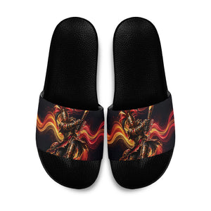 Trinbago Knight Riders Cricket Slide Sandals Trinidad and Tobago Fiery Knight Warrior Bat Flame