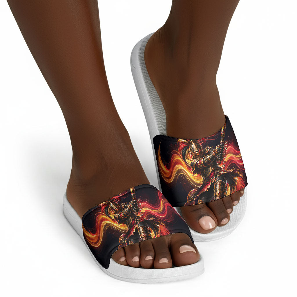 Trinbago Knight Riders Cricket Slide Sandals Trinidad and Tobago Fiery Knight Warrior Bat Flame