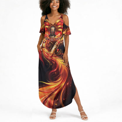 Trinbago Knight Riders Cricket Summer Maxi Dress Trinidad and Tobago Fiery Knight Warrior Bat Flame